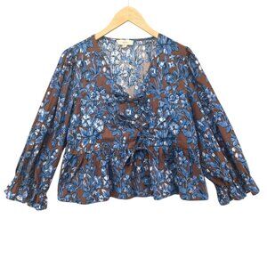 Entro Blue and Brown Floral Blouse